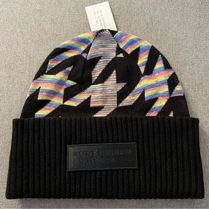 NWT Kurt Geiger London Houndstooth Beanie Hat Rainbow Fall 2023
